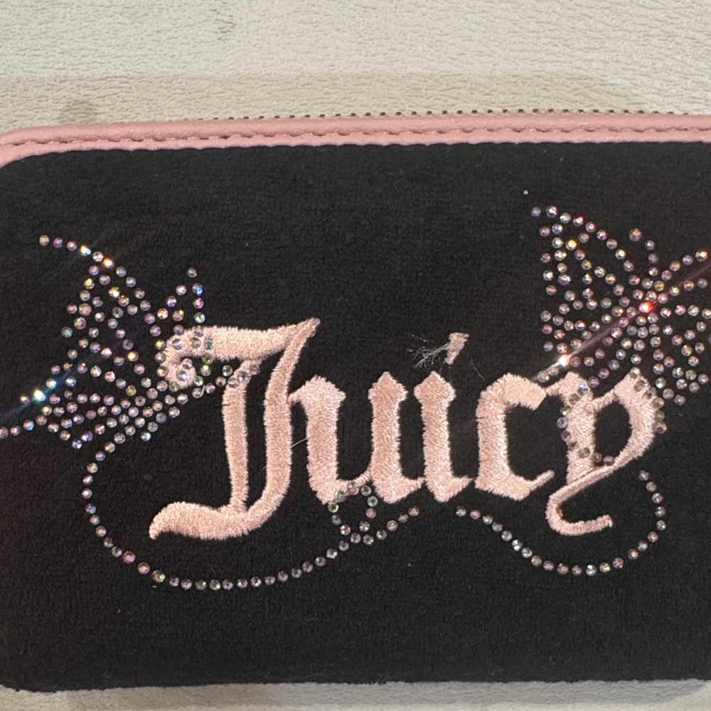 NWT Juicy Couture Wing It Double Medium Zip Around Wallet in Liquorice/Pink - Picture 3 of 7